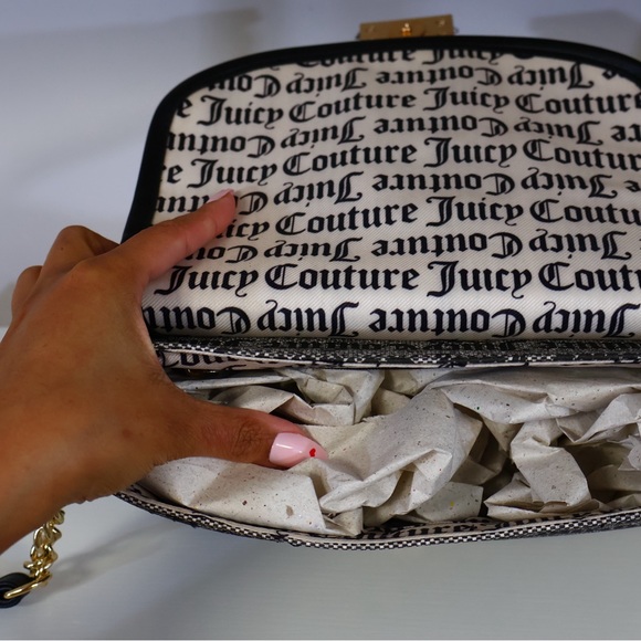 Juicy Couture Black with Gold Hardware Monogrammed Crossbody Purse NWT - Picture 2 of 7